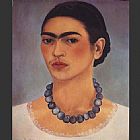 Self Portrait with Necklace by Frida Kahlo